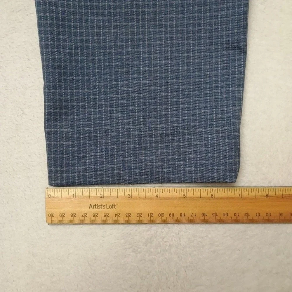Banana Republic Pants Men 32x32 Blue Plaid Slim Dress Check Stretch Suit Work
